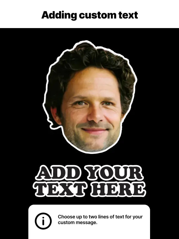 Iron on transfers showing a cut-out face with space to add your custom text
