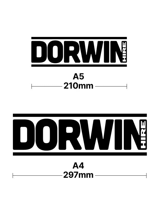 Visual comparison of A4 and A5 sizes for printed sponsor iron on transfers