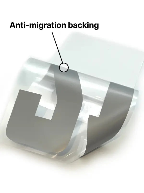 Close-up showing anti-migration backing on custom iron on transfers for sportswear protection